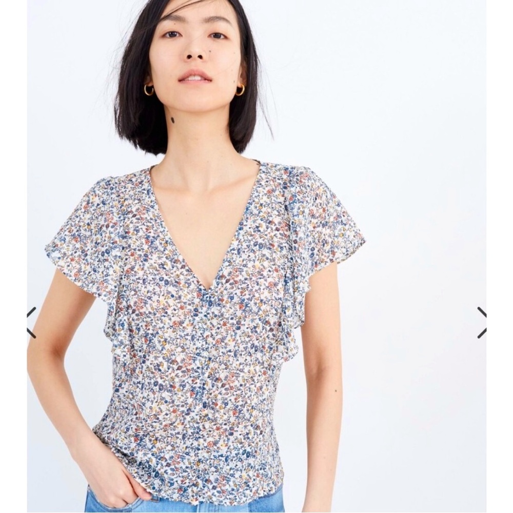 Madewell Carmelina Flutter-Sleeve Top in
Blossoming Vines - size 00